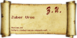 Zuber Uros névjegykártya